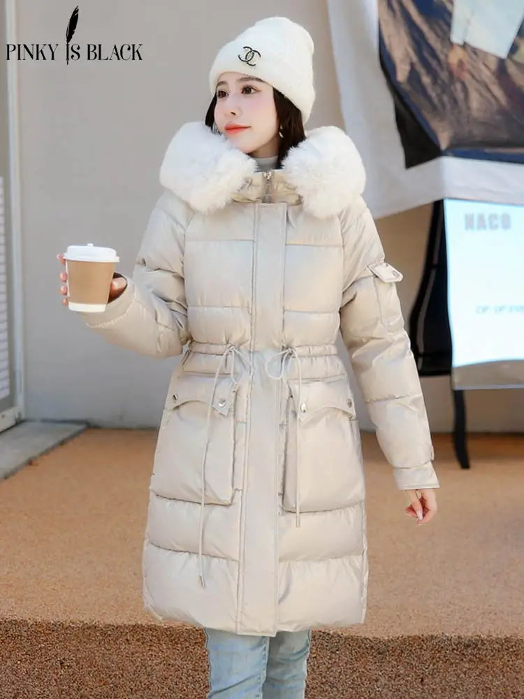 PinkyIsBlack 2022 New Winter Jacket Women Parkas Fashion Long Coat Parkas With Fur Collar Warm Snow Wear Cotton Padded Clothes