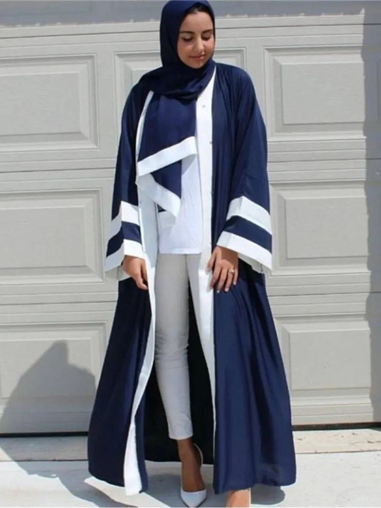 Муслима-ч, полосатый принт Aabaya, турецкое мусульманское платье Дубая, хиджаб, кардиган, халат, Арабская молитвенная служба с шарфом Wj2162