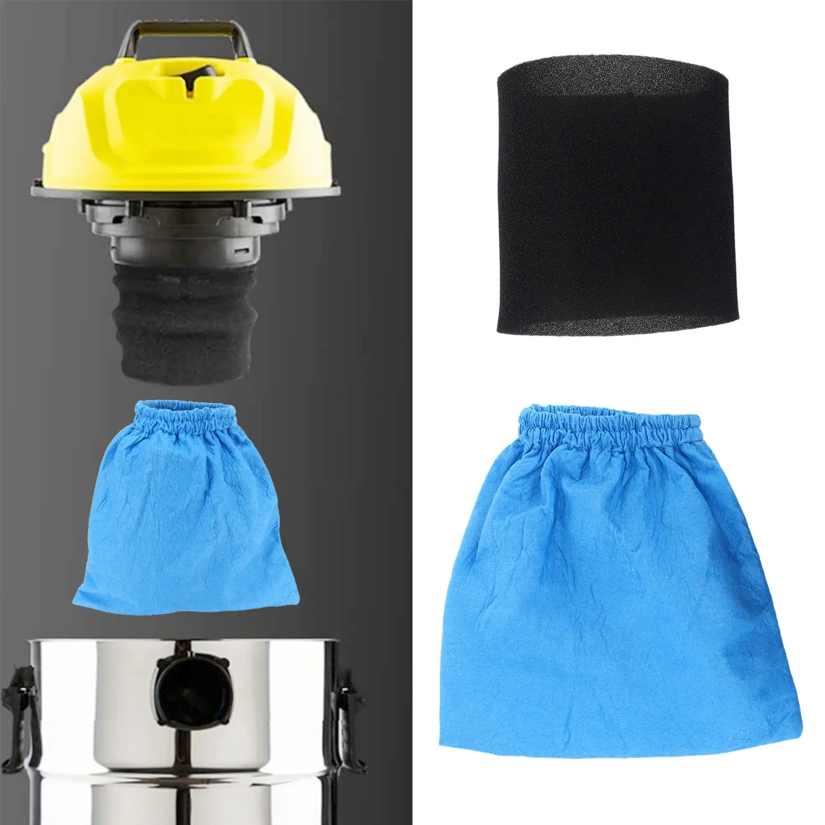 Textile Filter Bags Wet and Dry Foam for Karcher MV1 WD1 WD2 WD3 Vacuum Cleaner Bag Parts