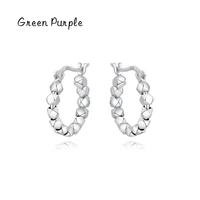 real s925 sterling silver irregular beads circle fashion hoop earrings for women girls wedding statement jewelry new arrived