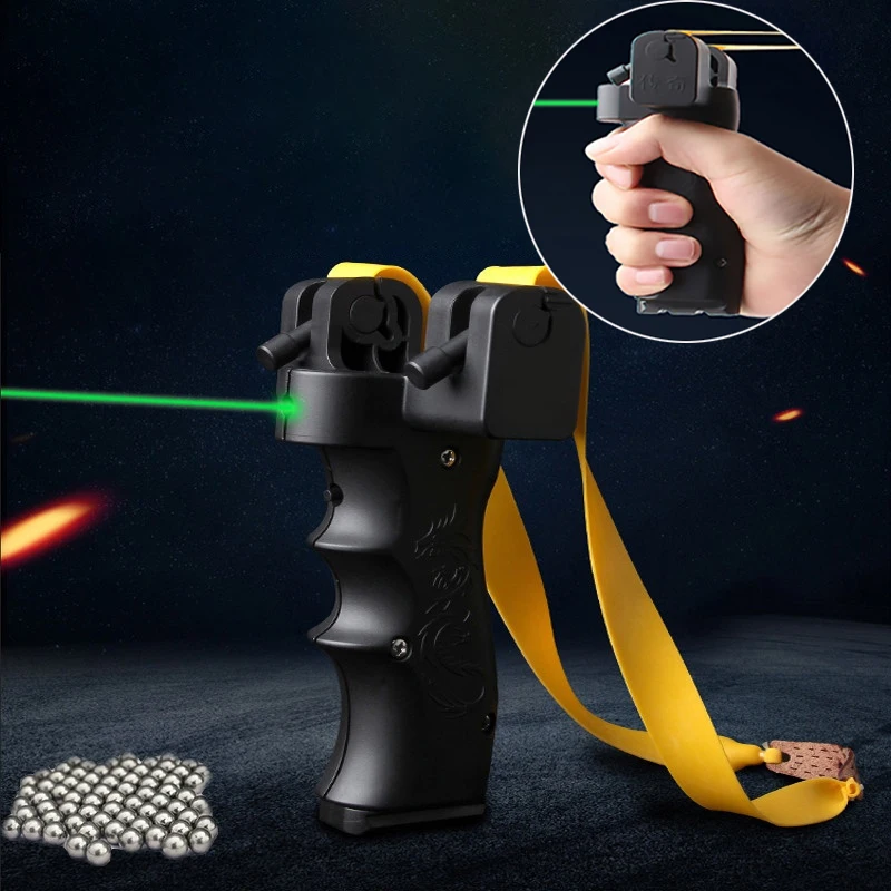 New ABS Infrared Laser Slingshot Flat Leather Catapult Free Binding Fast Compression Slingshot Outdoor Competitive Hunting Game