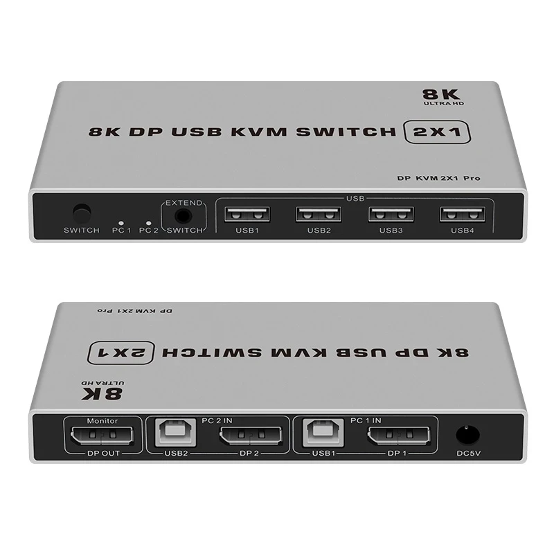KVM-консоль с двумя портами дисплея 2 порта 8K 60 Гц USB и DP-консоль 4K 144 в 1 выход порт KVM