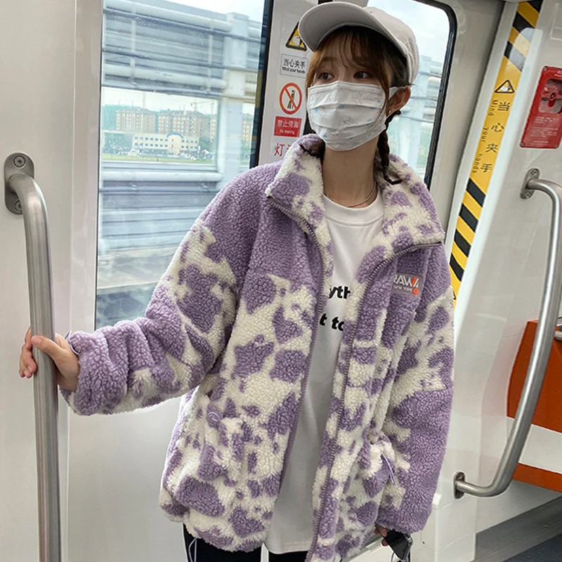 Women's Coat Winter Casual Loose Wool Coat Kawaii Coat Korean Style Fashion Thick Warm Down Cotton Mid-length Cute Parka Coat