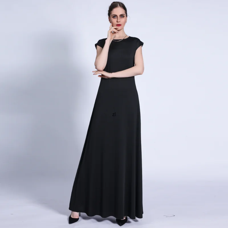 

Plain Inner Abaya Dress Slip Long Dresses for Women Muslim Islam Dubai Turkey Inner Robe Under Abayas Kaftan White