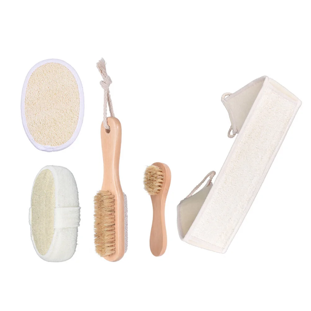 

5pcs Shower Brush Bath Body Face Sponge Cleaner Brushes Loofah Shower Brushes Back Scrubbing Brush Sponge for Wet Dry Brushing