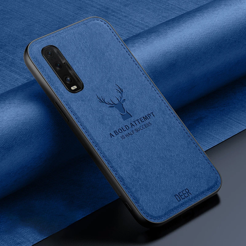 

for Oppo Find X2 Phone Case Fabric Luxury Deer Cloth Soft Silicone Edges Hard Shockproof Cute Cover OppoFindX2 CPH2023 PDEM10