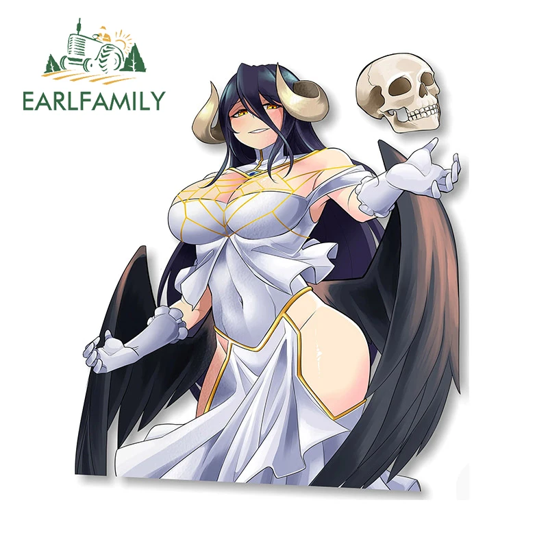 

EARLFAMILY 13cm x 11.5cm for Albedo Overload Car Stickers Sunscreen Scratch-Proof Decals Anime Bumper Decor Vinyl Car Wrap