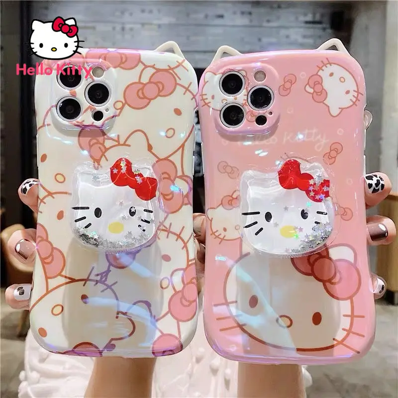 

Hello Kitty Phone Case for iPhone 7/8P/X/XR/XS/XSMAX/11/12Pro Phone Cute Cartoon Quicksand Case Cover