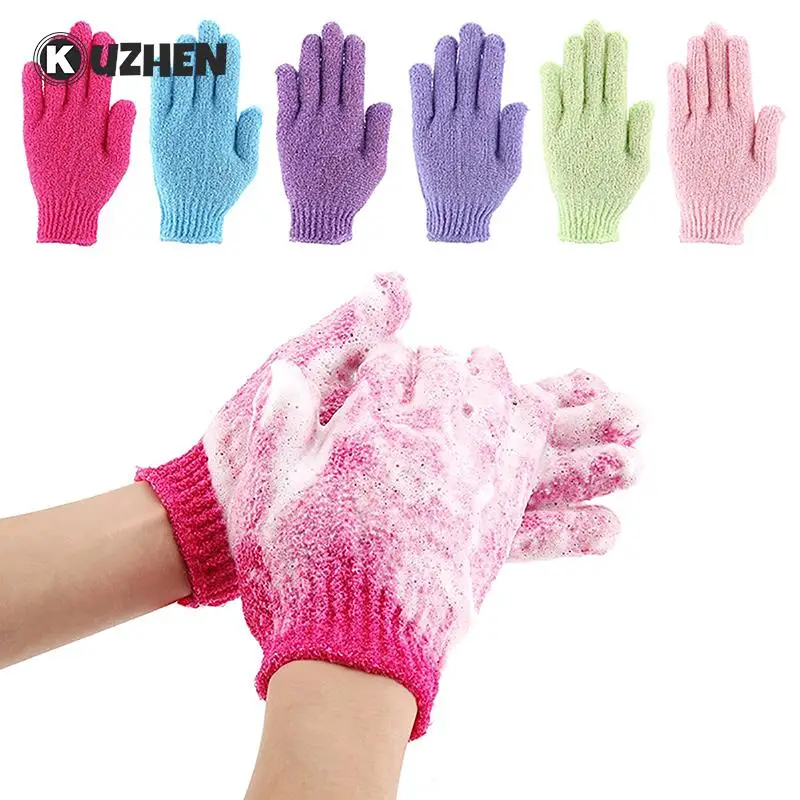 

1pair Bath Gloves Shower Scrub Cleaning Body Massage Glove Foam Rubbing Mud Peeling Exfoliating Five-Finger Bath Accessories