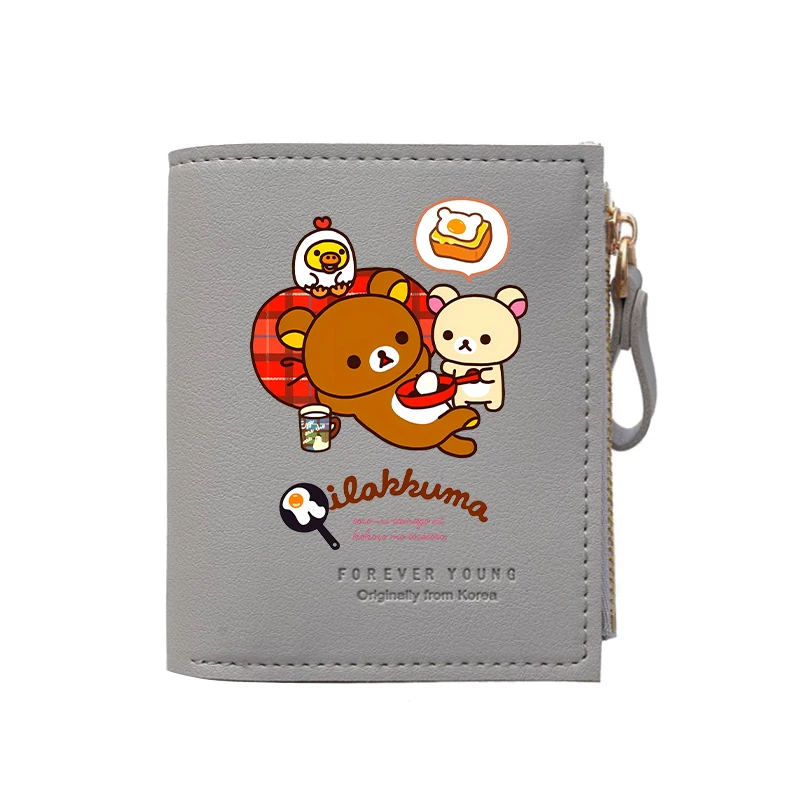 Фото Компактный кошелек для монет Rilakkuma с мультяшным принтом, портативный многофункциональный держатель для карт Kawaii, мультяшный зажим для денег большой вместимости №5