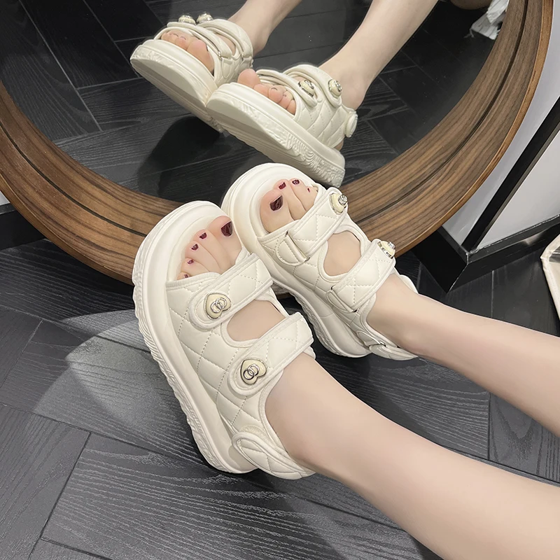 Designer Platform Sandals Woman Summer 2023 Fashion High Heels Luxury Pumps Shoes Flats Chunky Elegant Party Roman Sandals Girls