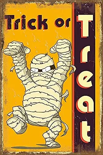 

New Halloween Trick Or Treat - Retro Vintage Metal Tin Sign For Man Cave, House, Home Or Business Etc Nostalgic Decor