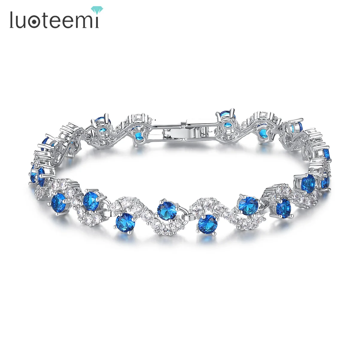 

LUOTEEMI Sapphire Charm Tennis Bracelets For Women High Quality Cubic Zirconia Bangles Friendship Gifts DropShipping Wholesale