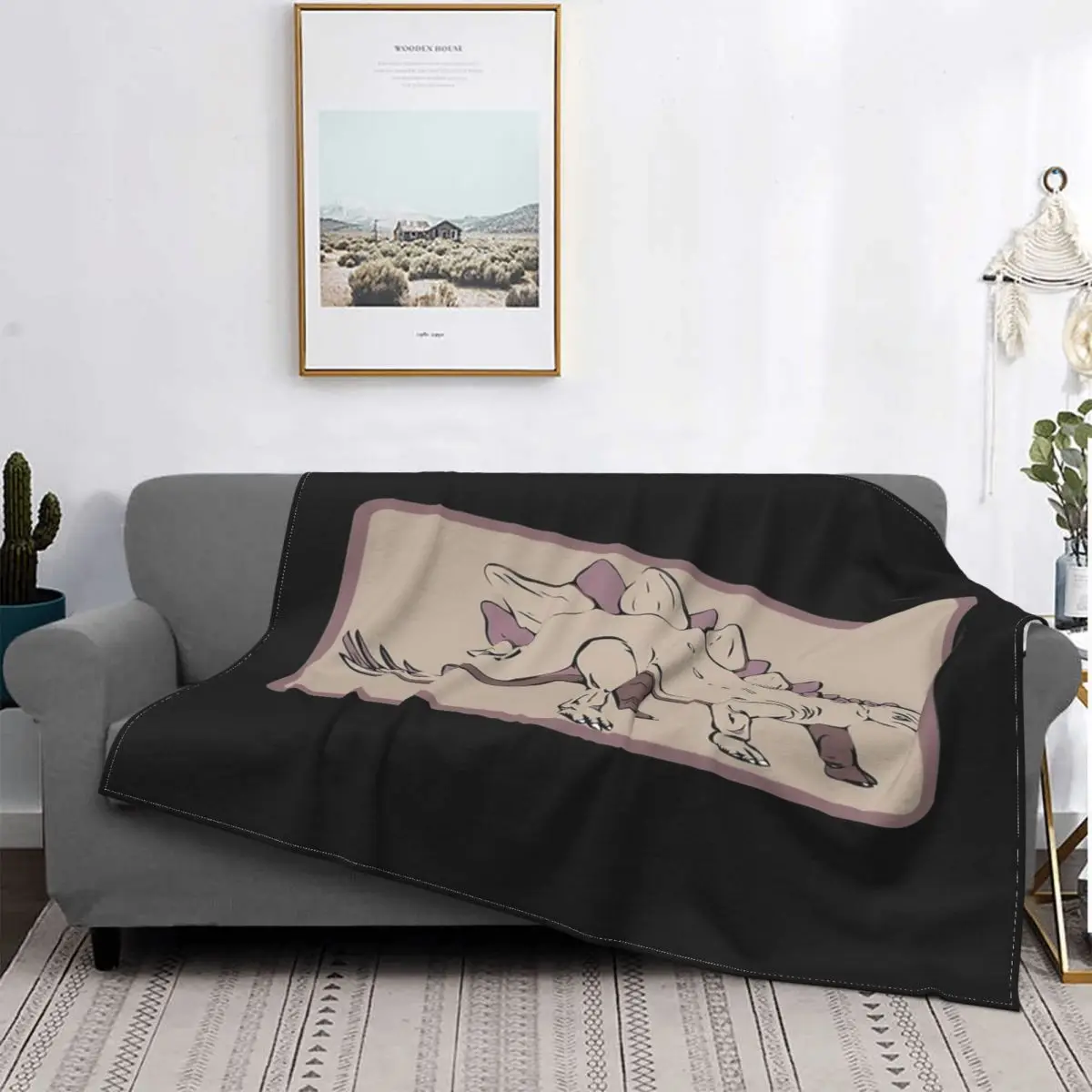 

Manta de dinosaurio marrón, colcha para cama a cuadros, manta Kawaii 150