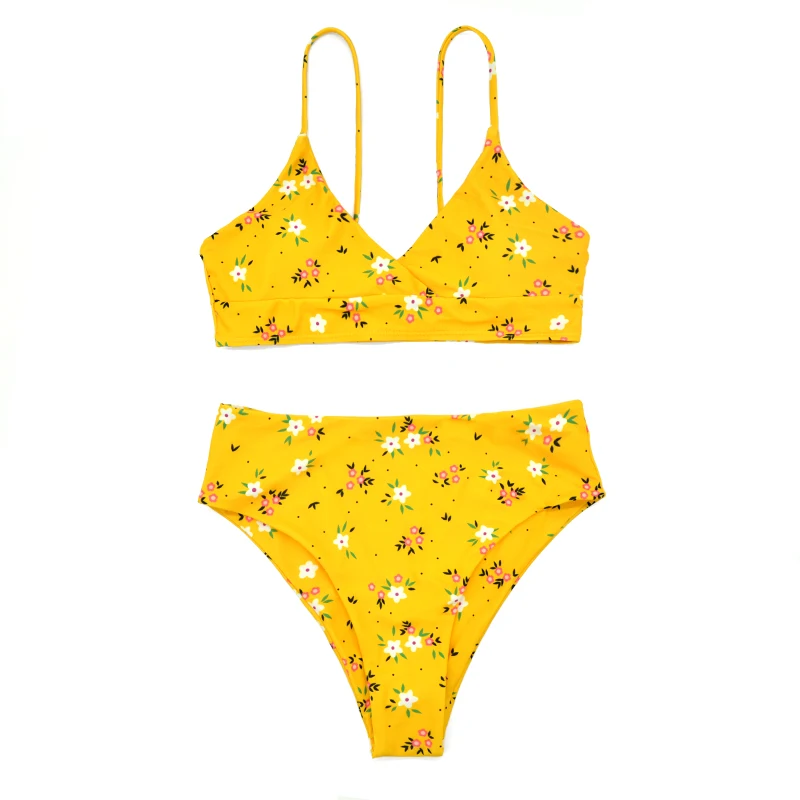 

Женский раздельный купальник с V-образным вырезом и чашками пуш-ап