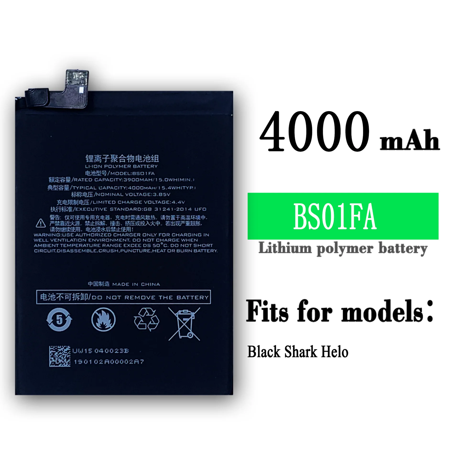 Xiao mi 100% Orginal BS01FA 4000mAh Battery For Xiaomi Black Shark 1/ Black Shark Dual SIM TD-LTE/ SKR-A0 AWM-A0 BSO1FA