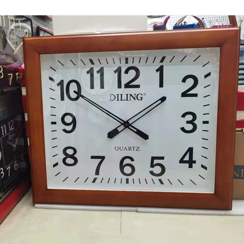 

high quality 1 meter Oversize Large custom square simple hanging aunique vintage silent japanese Wooden wall clock wood frame