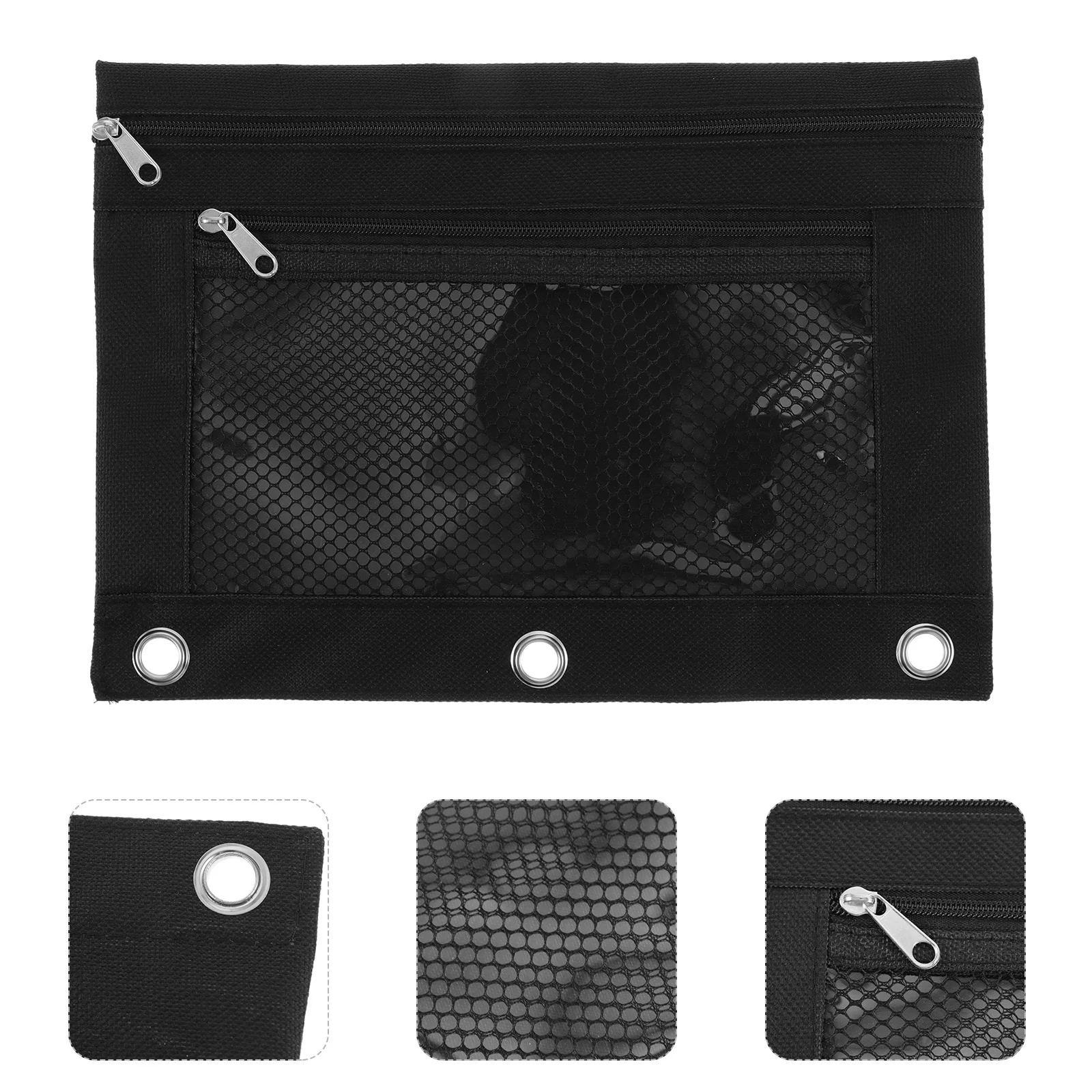 

Черные переплетники из искусственной ткани B5 с тремя отверстиями, прозрачные переплетенные офисные (черные) Сетчатые папки для файлов на молнии