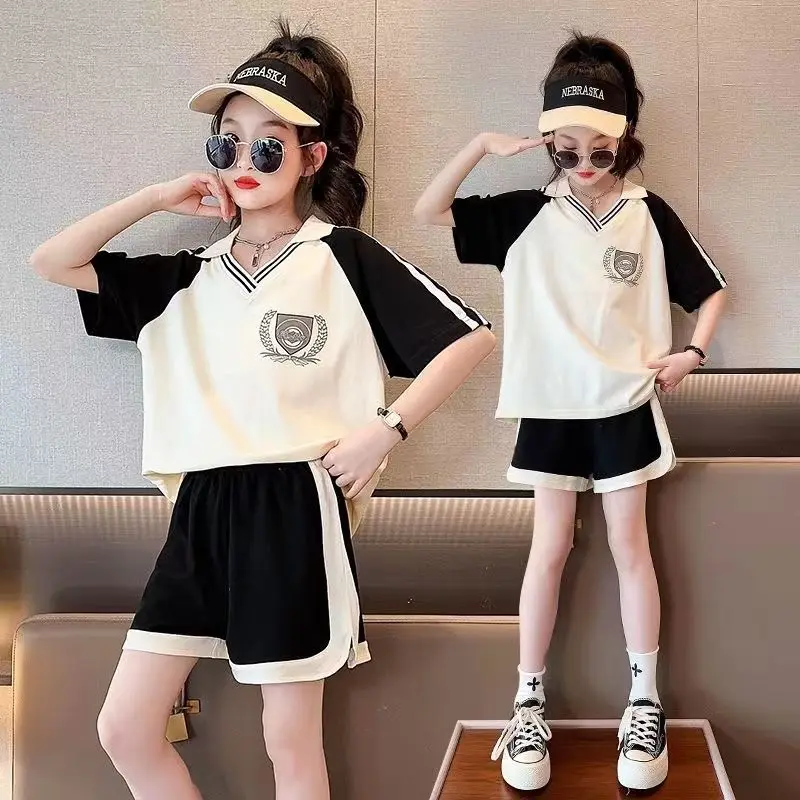 

Summer Teen Girls Clothing Sets Children Fashion Print Tops + Shorts 2Pcs Outfits Kids Tracksuit 5 6 7 8 9 10 11 12 13 14 Years