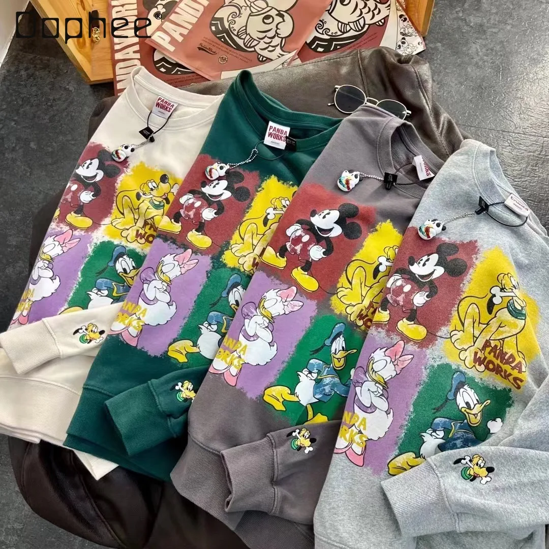 

2022 Autumn New Korean Casual Fashion Cartoon Printed Pullover Sweatshirts Women's Loose Round Neck Long Sleeve Hoodie Coat