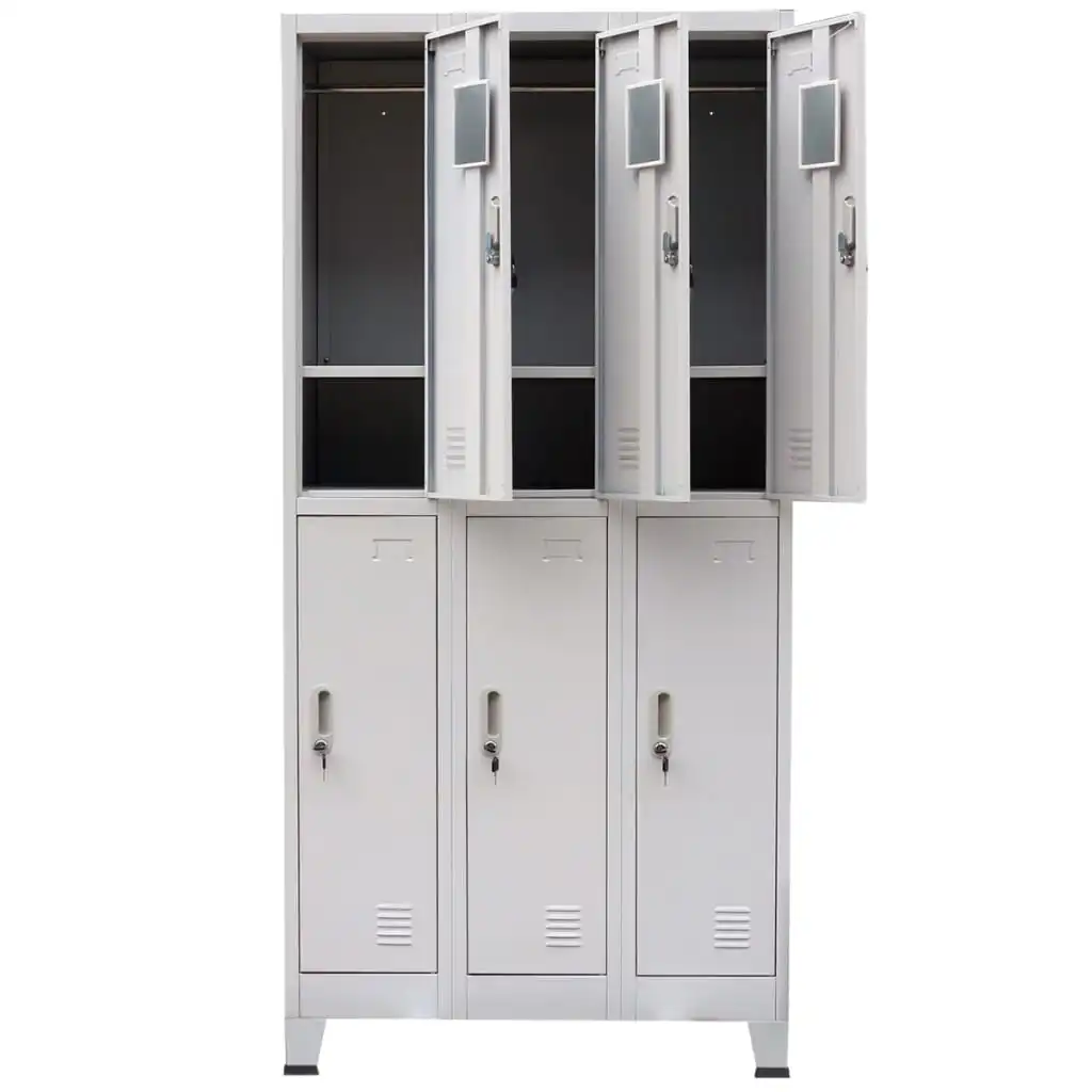 

Locker Locking Large Storage Office Cabinet Metal Cabinets Home School with 6 Compartments Steel 35.4"x17.7"x70.9" Gray
