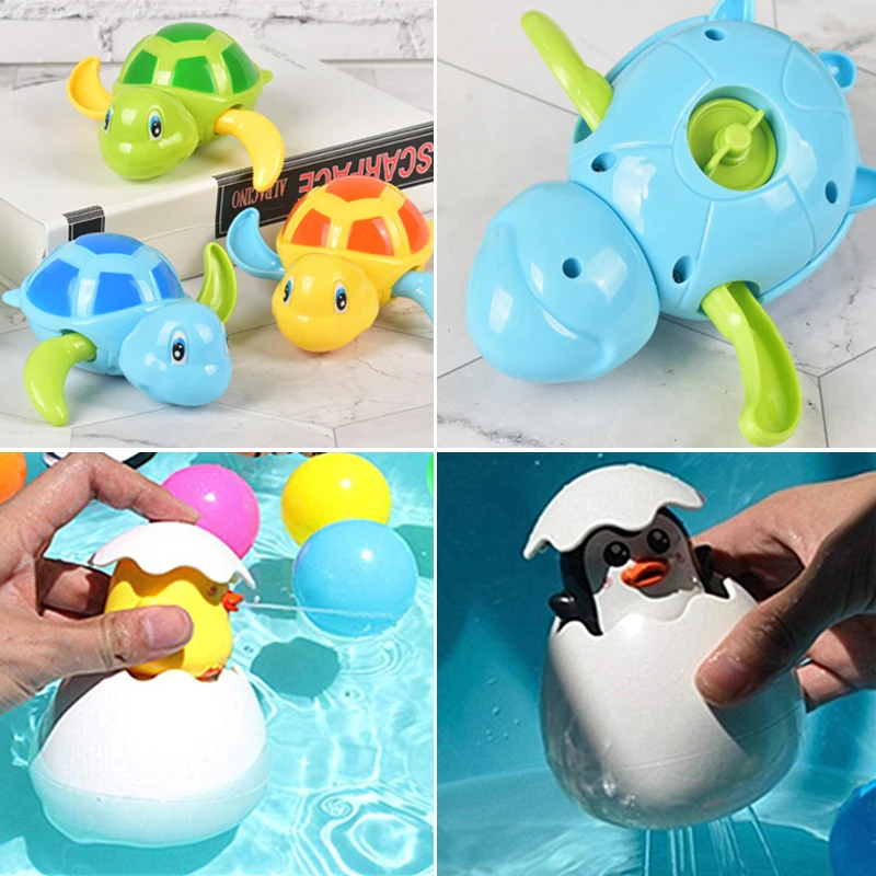 Toddler Toys Bathing Kid Water Toy Bathtub Infant Swim Turtle Wound-up Chain Clockwork Kids Beach Spray Water Shower Bath Toys