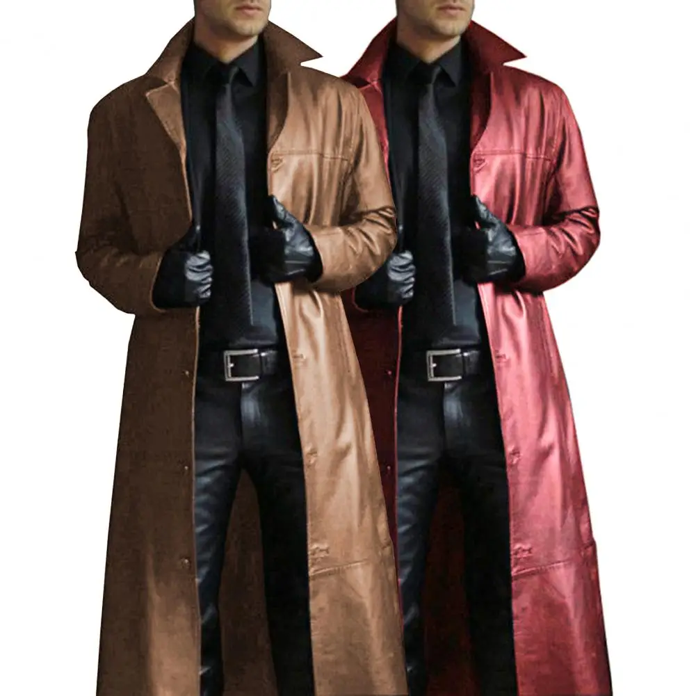 

Men Overcoat Streetwear Long Sleeve Turndown Collar Punk Jacket Coat Solid Color Outwear Oversize Coat for Hiking