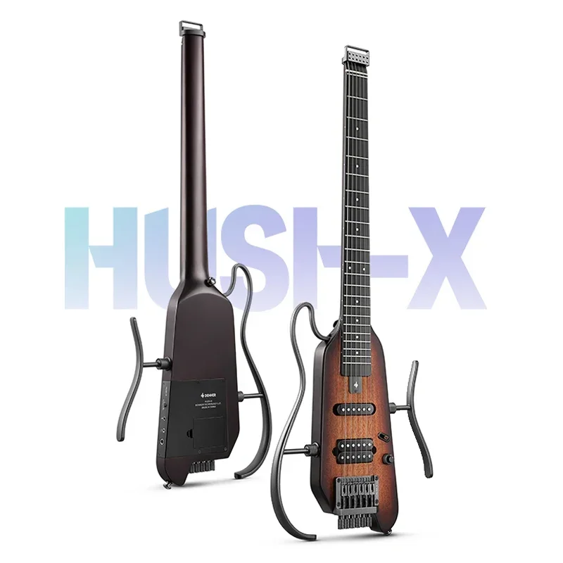 Фото Donner HUSH-X 38-дюймовая электрогитара с технологией Zero Design Rock Starter Портативная безголовая электрогитара №2