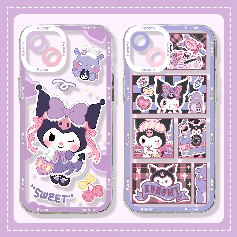 

Cartoon Sanrio Kuromi Phone Case For Xiaomi Redmi Note 12C 11 10 Pro Plus 10C 9A 9C 9T K30 K40 K50 K60 4G 5G Transparent Cover