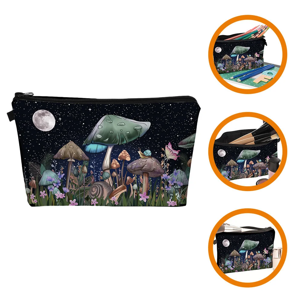 

Wallet Travelling Bags For Women Travel Toiletry Portable Bags Polyester Mushroom Print