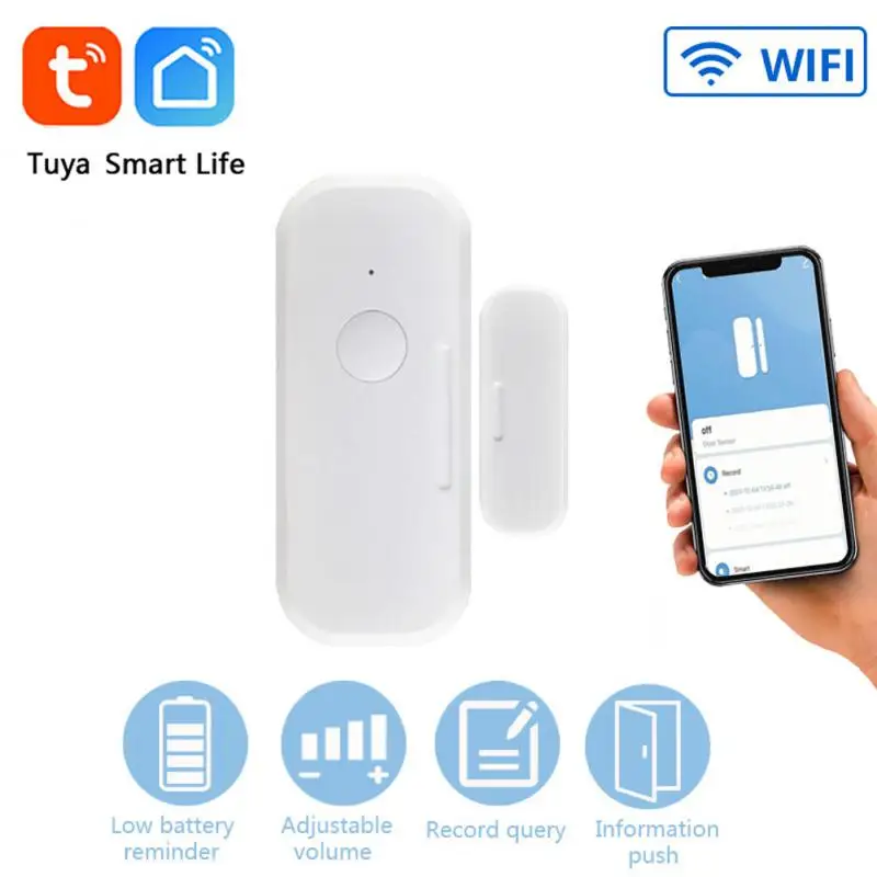 

Смарт-датчик двери Tuya, Wi-Fi детекторы открытия/закрытия окон и дверей, домашняя сигнализация, совместима с приложением Alexa/Google Home Tuya