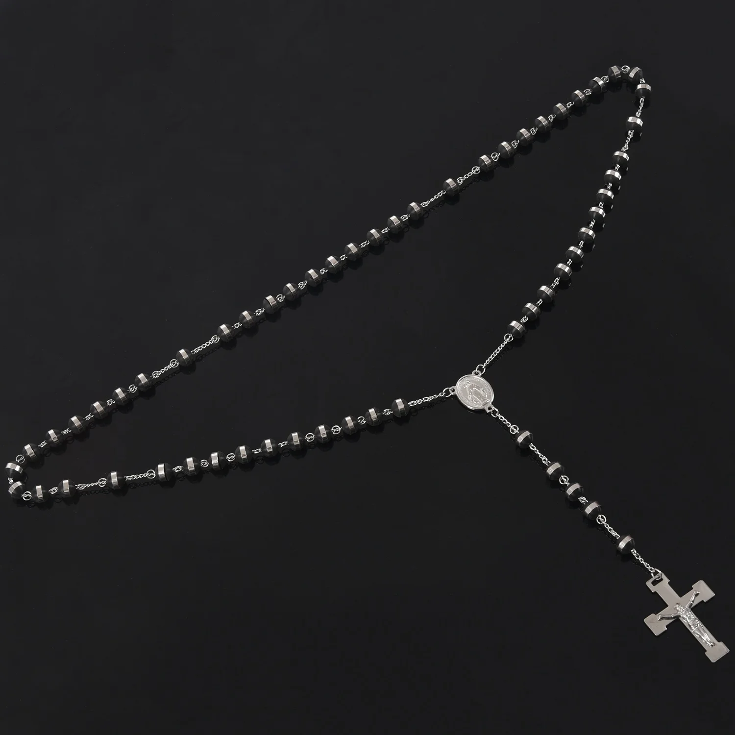 Ожерелье с подвеской из нержавеющей стали серебристое черное женское винтажное