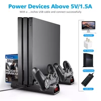 dual controller charger console vertical cooling stand charging station with 4 connector for ps4slimpro multi functional