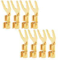 8pcs hi end cmc 6005 cur g solid copper plug 24k gold plated spade plug speaker cable wire connector hifi