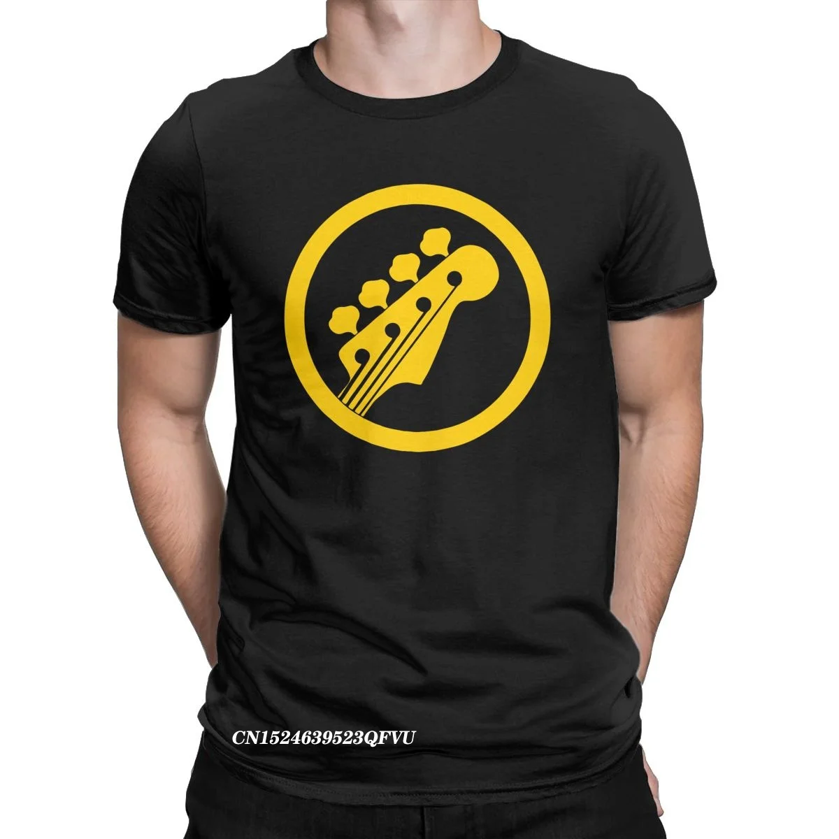 

Men's Bass Guitar Yellow Sign Tshirt Premium Cotton Tops Fashion Harajuku Round Collar Tees Birthday Present T-Shirts