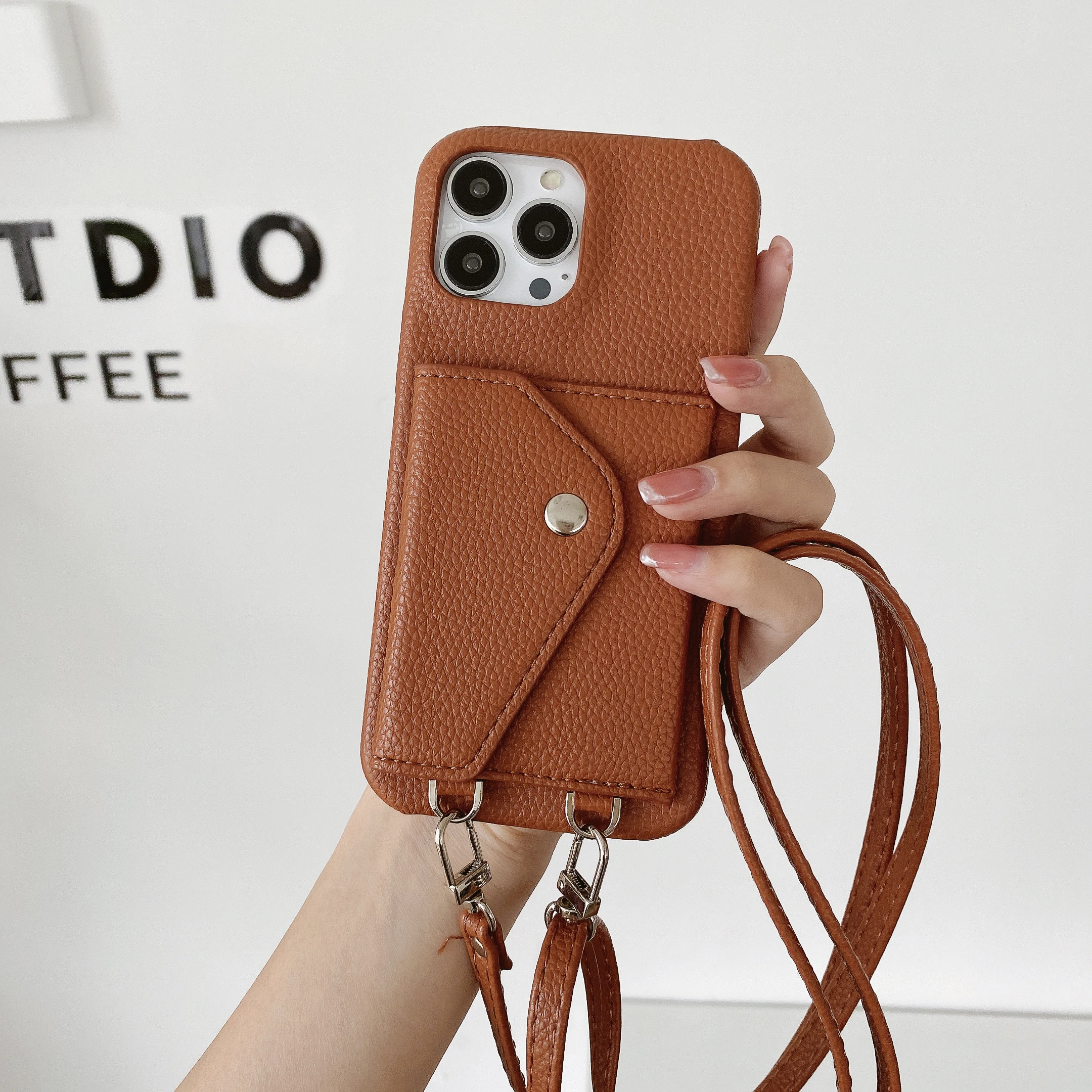 Luxury Crossbody strap lanyard wallet leather case for iPhone 13 12 11pro 14pro max 12mini xr xs 6p 7 8 card holder phone cover