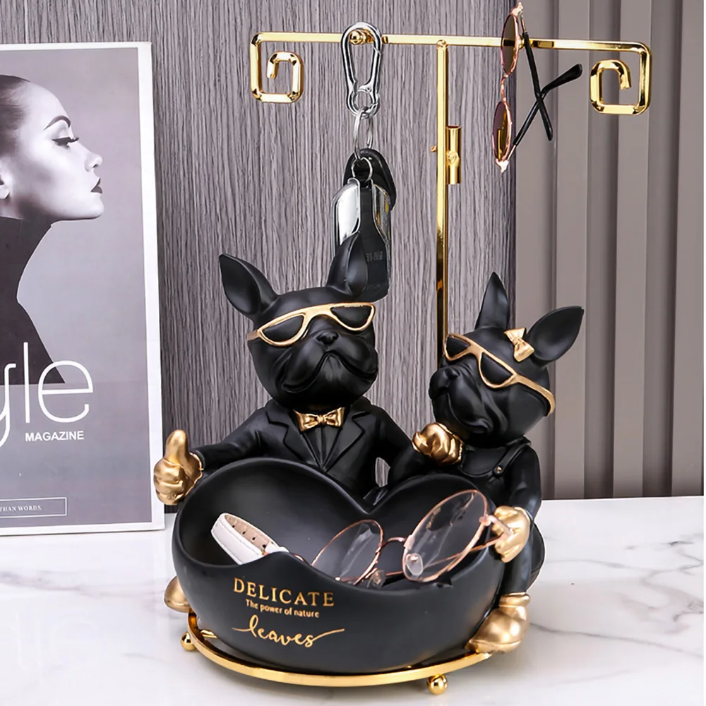 Декоративная металлическая подставка для стола в виде французского бульдога |