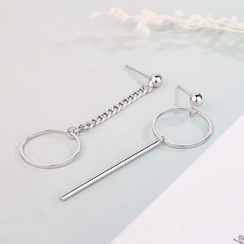 

Серьги из стерлингового серебра 925 пробы, асимметричные круглые висячие серьги с кисточками для женщин и девушек, модные ювелирные изделия ...