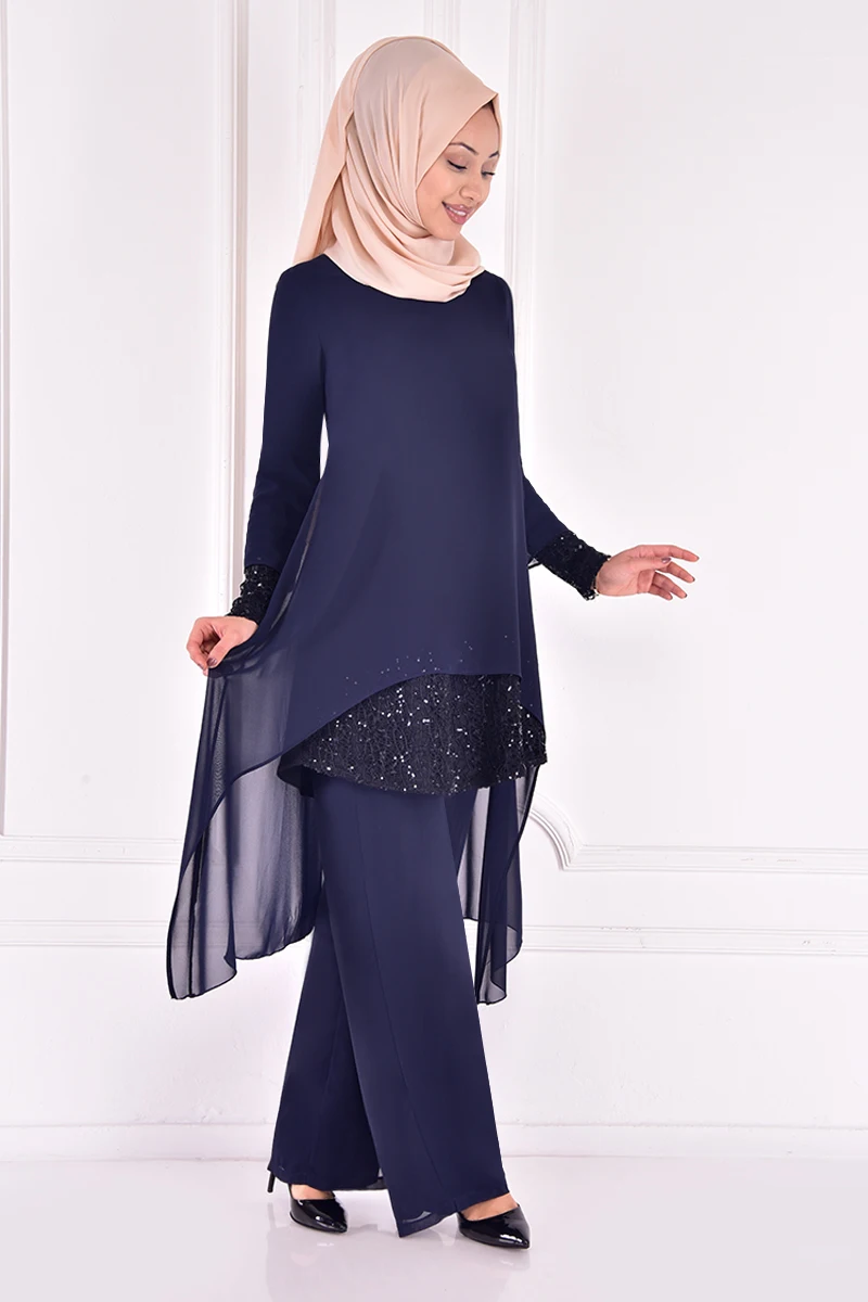 

Chiffon Combine Navy blue ASM2162
