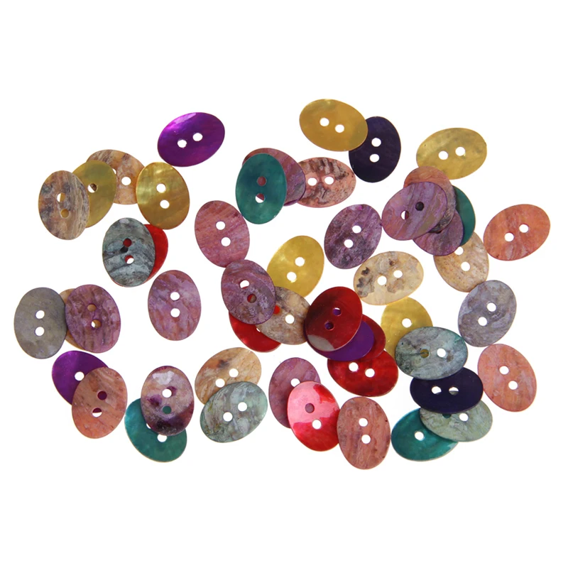 

2022 New 50 Pcs Oval Buttons 15x11mm 2 Holes Mother of Pearl Shell DIY Sewing Craft