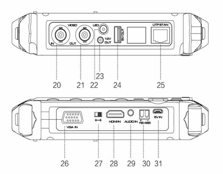 IV8W 5-дюймовый TFT LCD HD 5MP TVI AHD CVI CVBS Аналоговый тестер камеры видеонаблюдения монитор