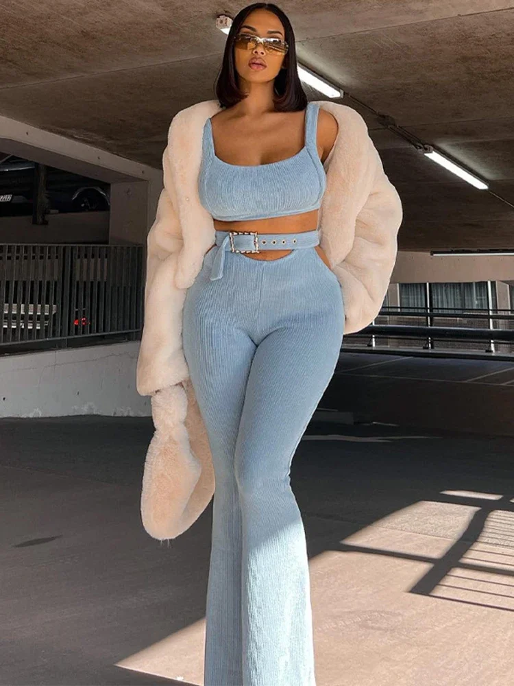 Женский комплект из топа и длинных брюк летний двух предметов для отпуска 2023