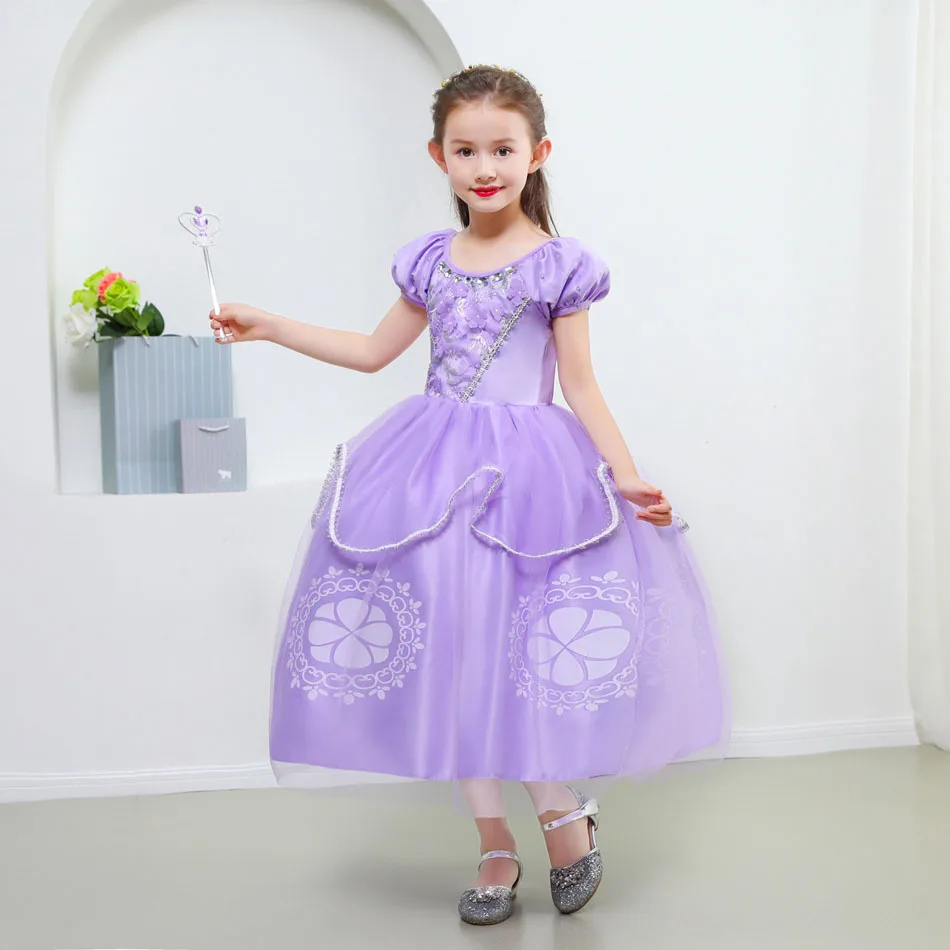 Kids Cartoon Sophia the First Anime Costume Girls Princess Dress Floral Appliques Ball Gown Kids Carnival Sofia Cosplay Robes images - 6