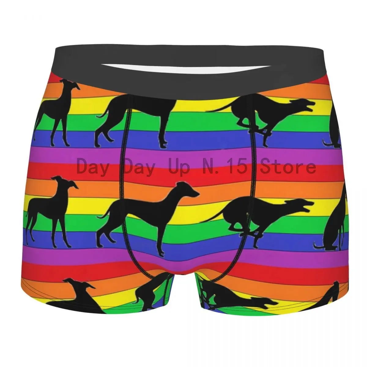 

With A Rainbow Greyhound Dog Underpants Breathbale Panties Men's Underwear Sexy Shorts Boxer Briefs