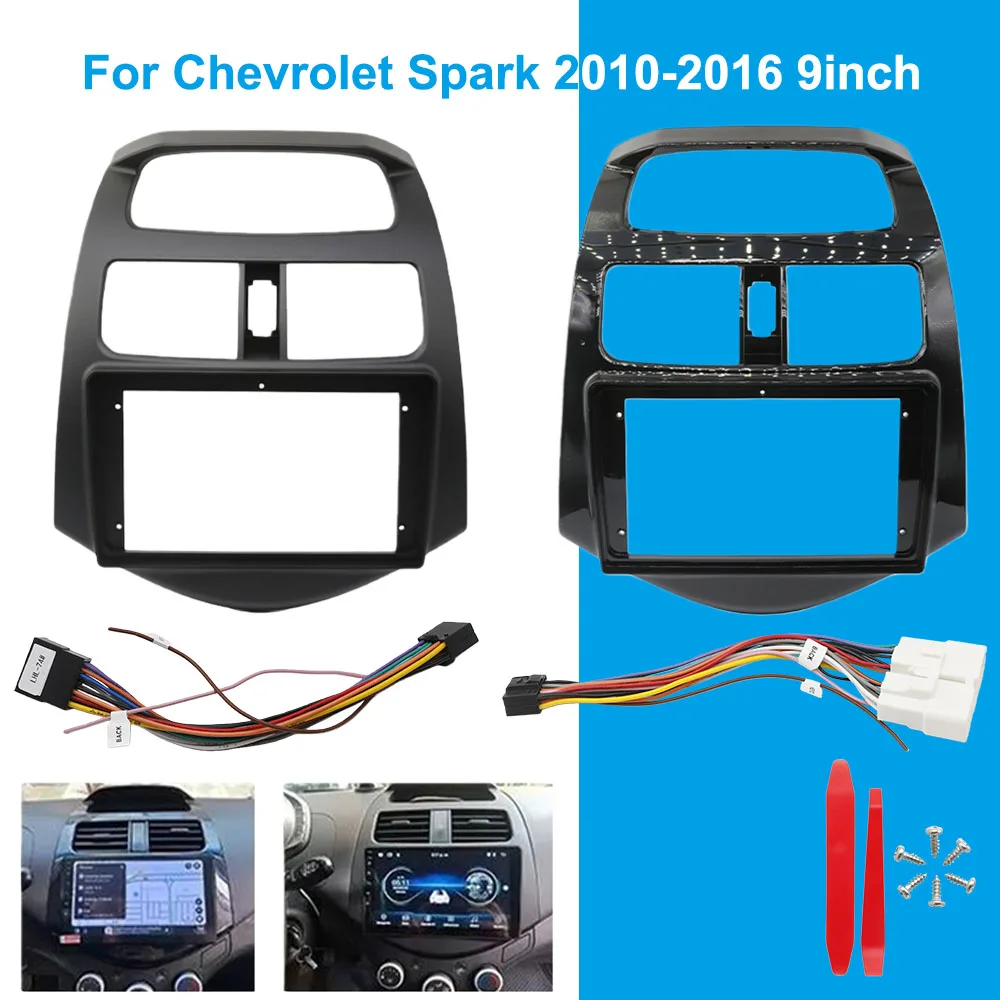 Фото 9-дюймовые радиоприемники для Chevrolet Spark 2010-2016, двойной Din DVD, стерео панель, установка приборной панели, монтажная рамка №1