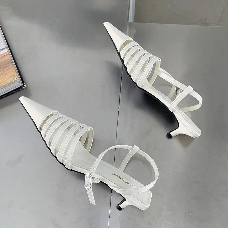 

Sandals Low Thin Heels Pumps Sandals 2022 Summer Women Fashion Purple Pointed Toe Casual Ladies Slides New Female Shoes