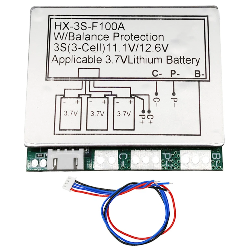 

Защитная плата для литиевой батареи 3S, 12 В, 100 А, PCB BMS, модуль защиты заряда, HX-3S-F100A, литий-ионная лампа, аккумулятор, модуль зарядного устройства