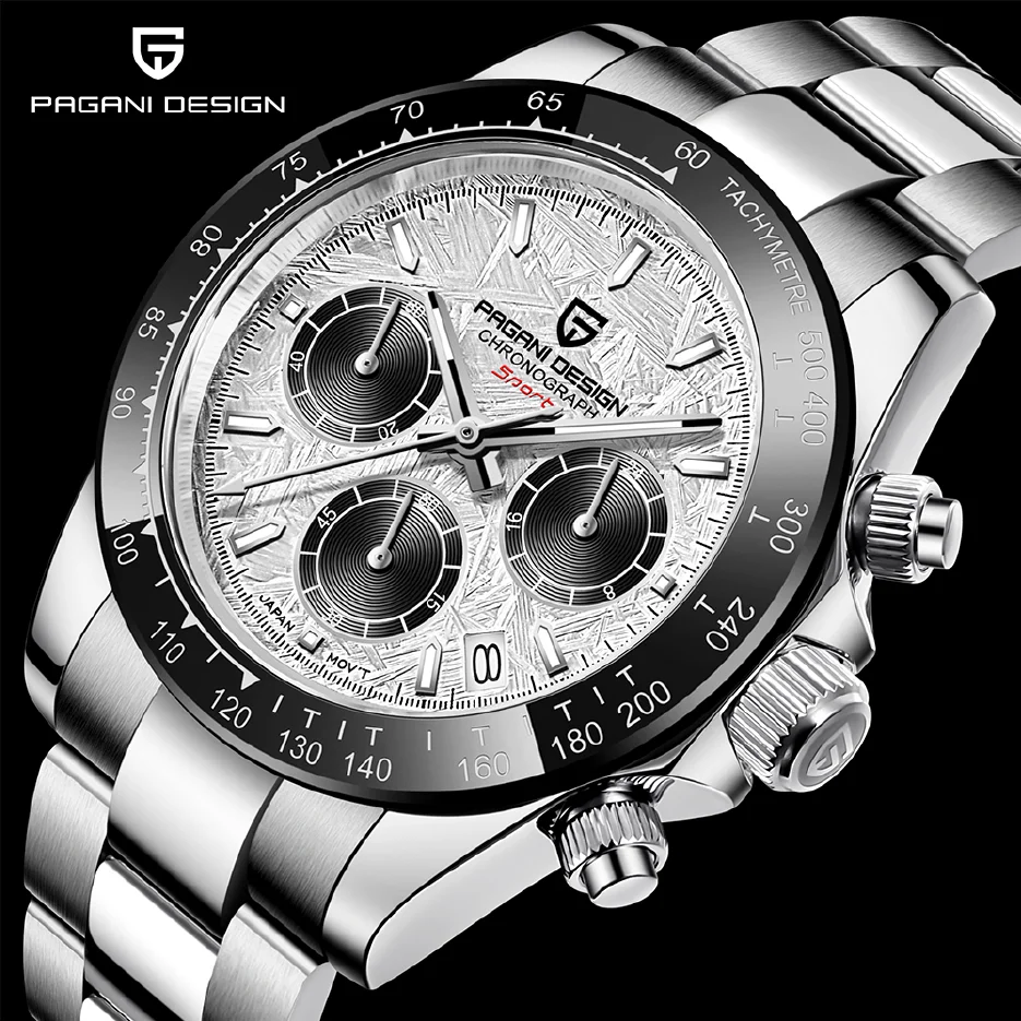 

PAGANI DESIGN 2022 New PD-1644 Meteorite Dial Fashion Men Quartz Wristwatches 100M Sapphire Glass Chronograph relogio masculino