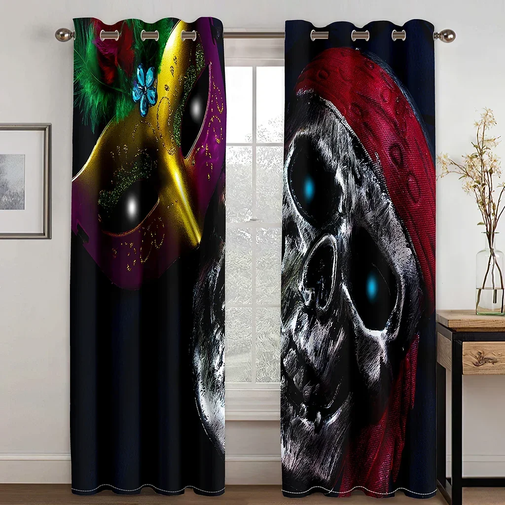 

Cheap Pirate Halloween Skull Skeleto Couple Two Drape Thin Window Curtains for Living Room Bedroom Decor 2 Pieces Free Shipping