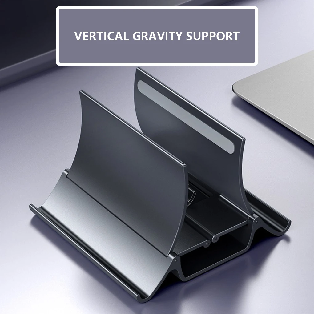 

Desk Vertical Laptop Stand Fixed Base Professional Solid Color Stable Desktop Storage Holder Support Bracket Black